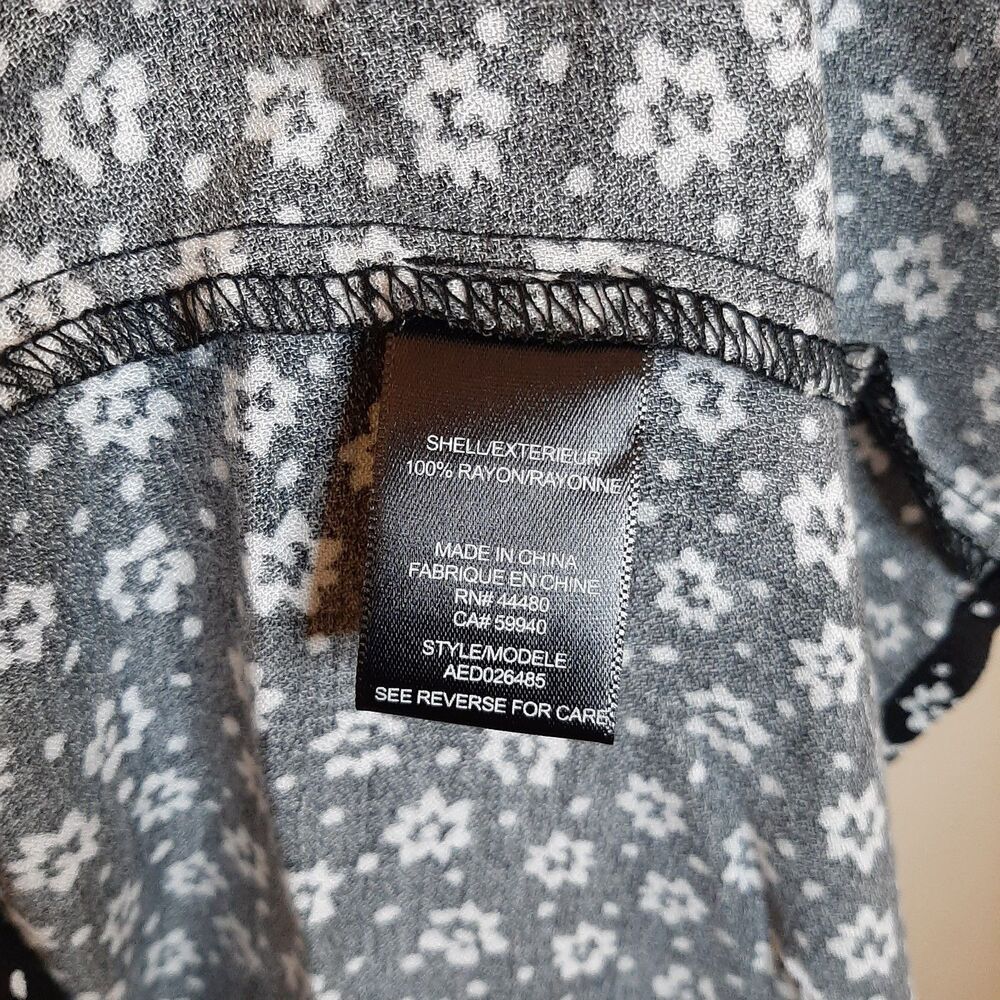 NEW AFRM Nordstrom Madsen Dress Black Women Size M Long Sleeve Ditsy Floral Slit - Picture 10 of 14